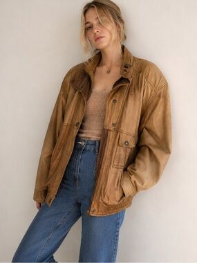 Men’s Vtg Adventure Bound Brown Leather Bomber Aviator Thinsulate Coat Top Gun
